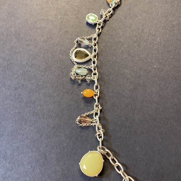 Lia Sophia Multicolored Chain Style Necklace w Beads Silver Tone Charms Vintage - Picture 7 of 7